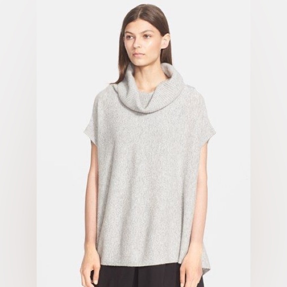 NWT Vince Grey Short Sleeve Cowl Neck Cashmere Boxy Sweater, XS (runs huge) S, M - Picture 2 of 8